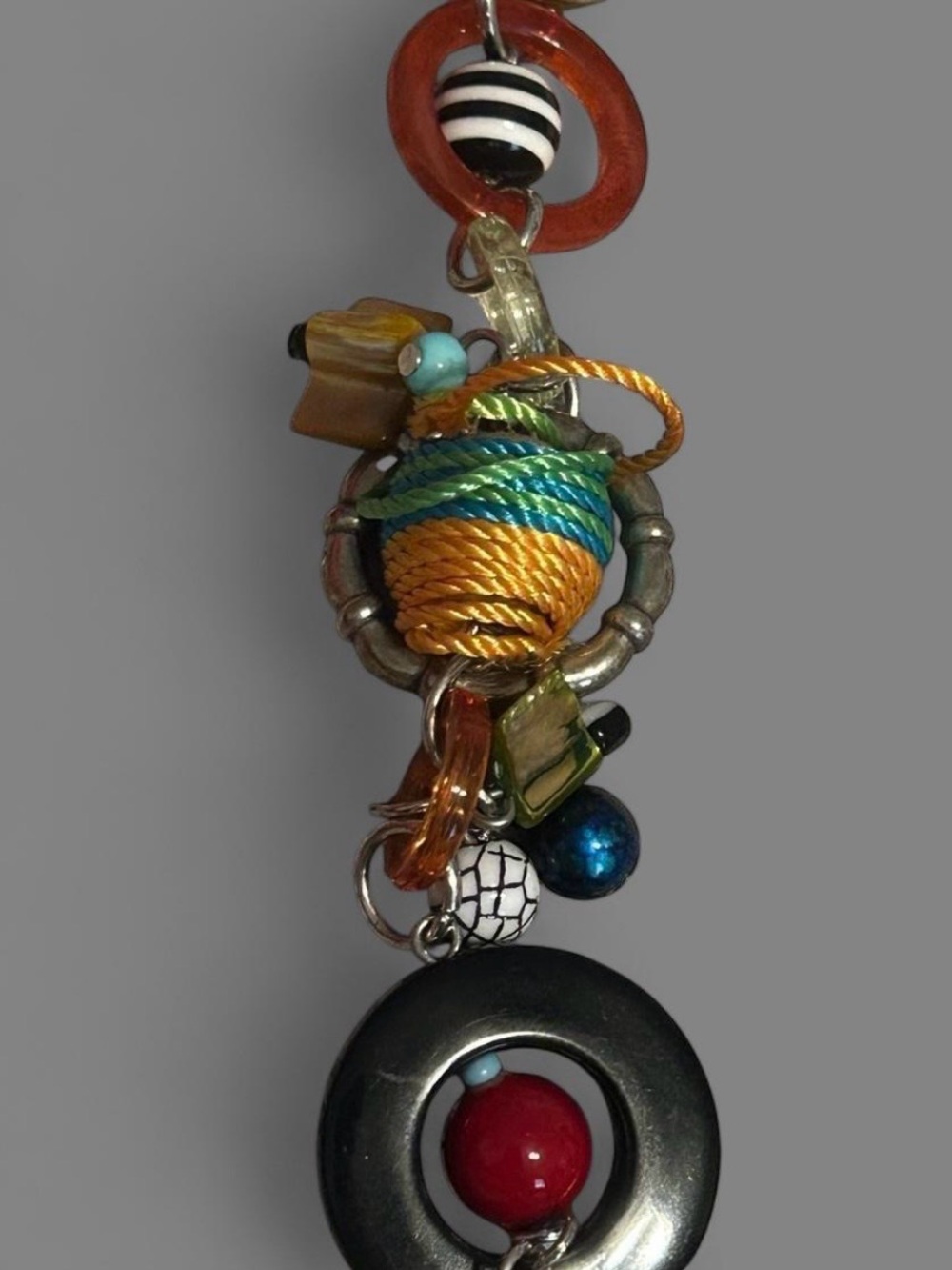 Vintage Chunky Colorful Abstract Mosaic Statement Necklace - Picture 4 of 5